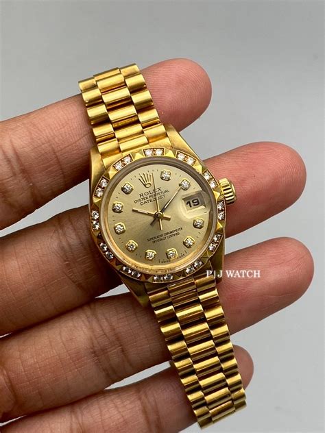 rolex ladies 31 mm president|Rolex presidential diamond bezel.